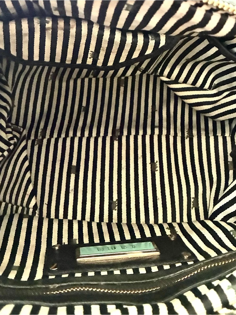 L.A.M.B. Gwen Stefani Genuine Leather Hobo Bag Black Racing Stripe Y2K